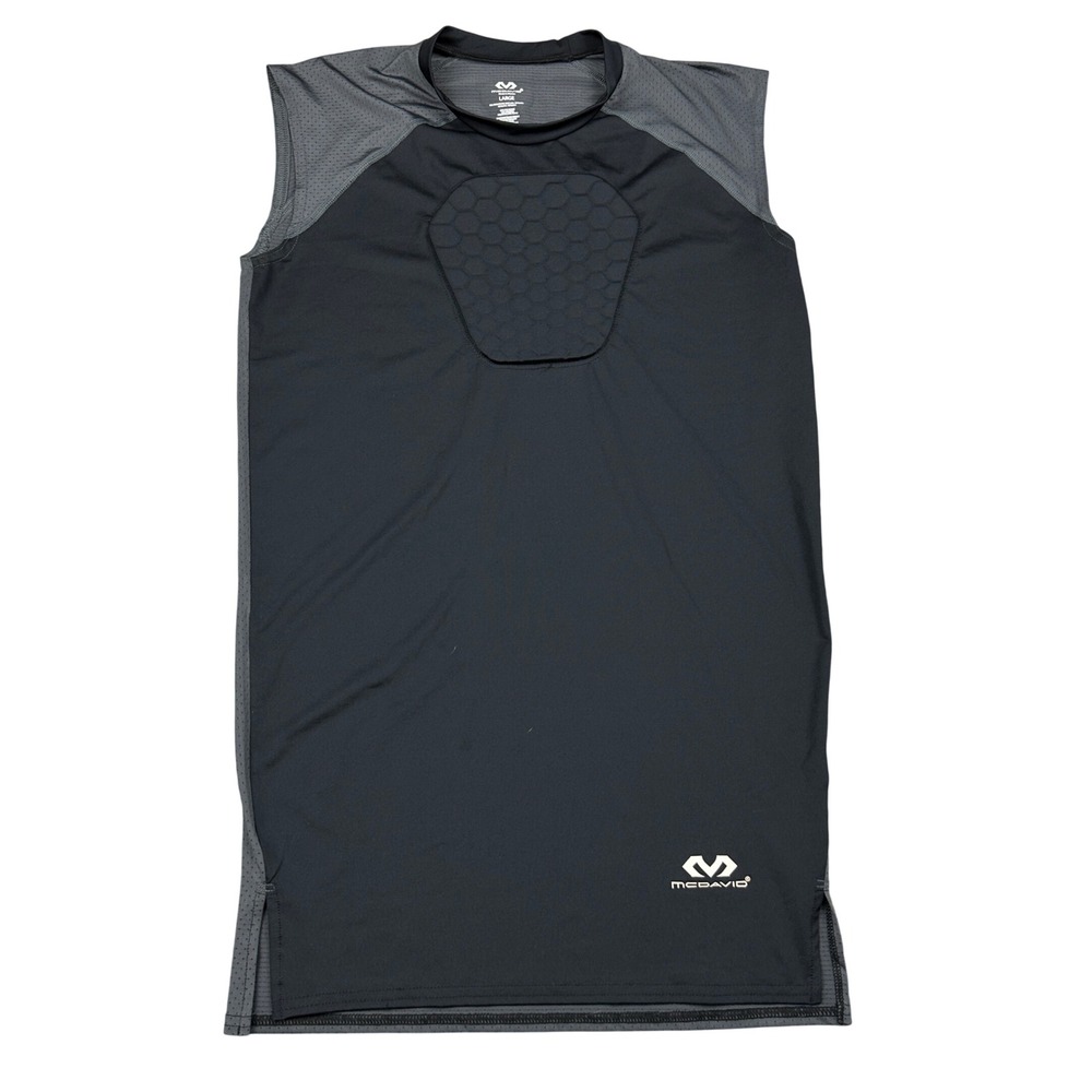 McDavid Hex Padded Compression Tank Top Mens Large Black Gray Sternum Protector